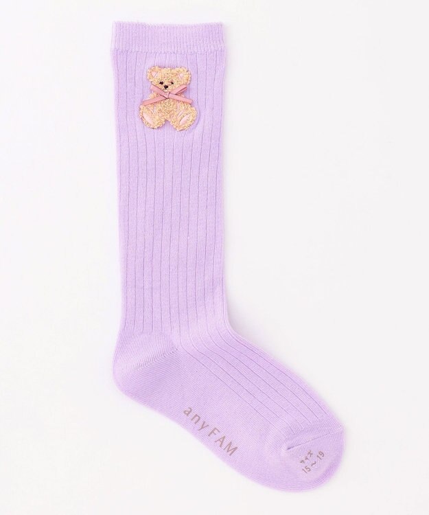 ANY KIDS ハイソックス（アニマル サガラ刺繍） ラベンダー