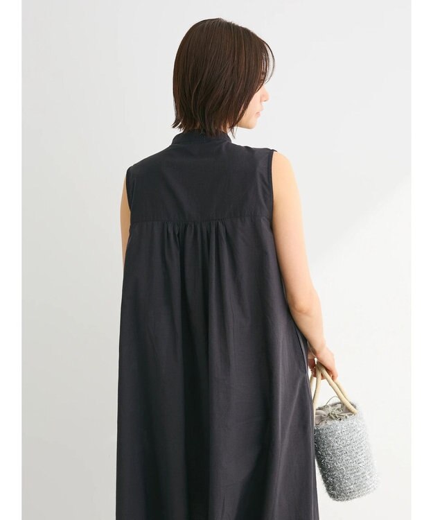 Green Parks インド綿 ノースリーブワンピース Black