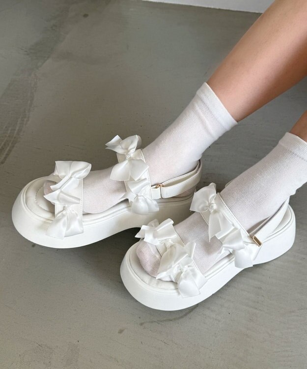 WEGO メニーリボンサンダル ホワイト