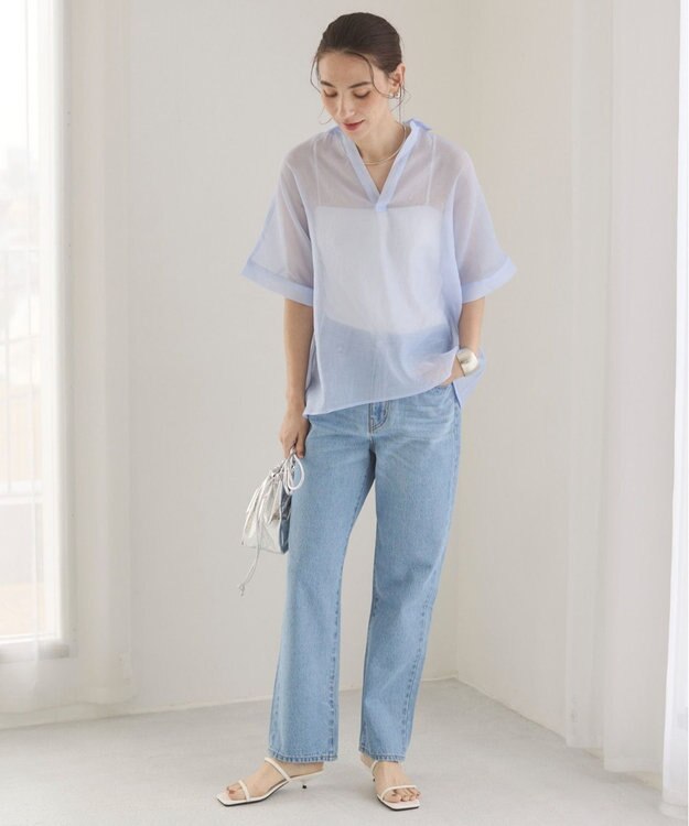 WEGO 【ANGIE VINTAGE】スキッパーシアーシャツ サックス