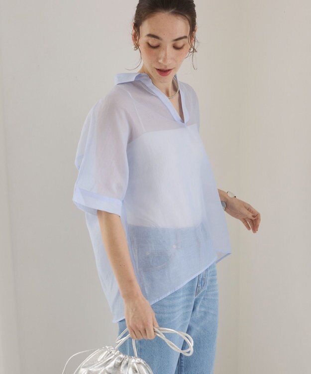 WEGO 【ANGIE VINTAGE】スキッパーシアーシャツ サックス