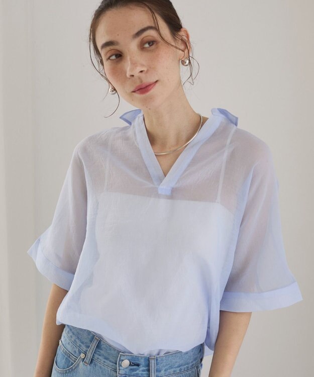 WEGO 【ANGIE VINTAGE】スキッパーシアーシャツ サックス