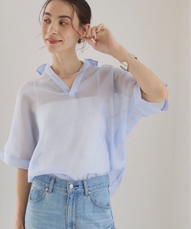 WEGO 【ANGIE VINTAGE】スキッパーシアーシャツ サックス