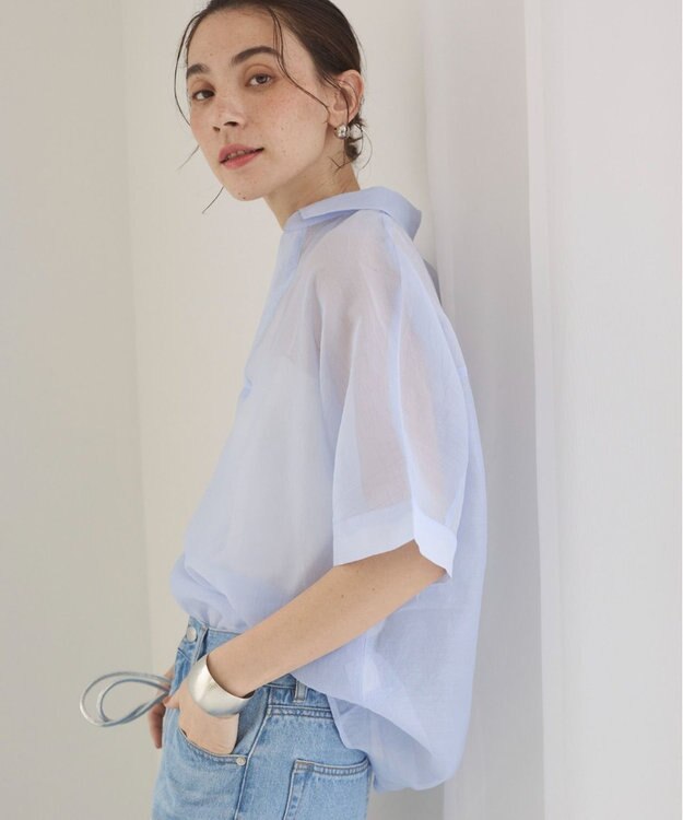 WEGO 【ANGIE VINTAGE】スキッパーシアーシャツ サックス