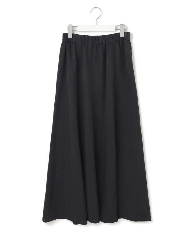 23区 【接触冷感/洗える】フィブリルツイル ギャザー スカート ブラック系