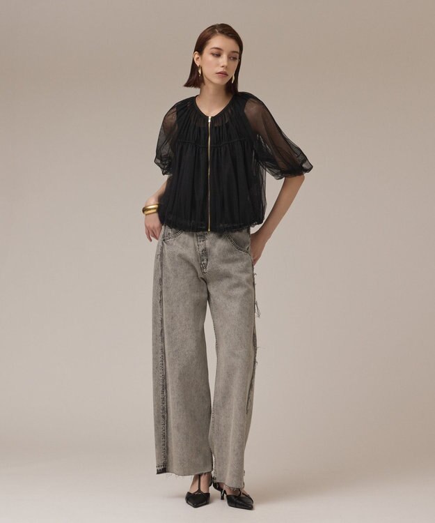 GRACE CONTINENTAL チュールシアーブルゾン ブラック