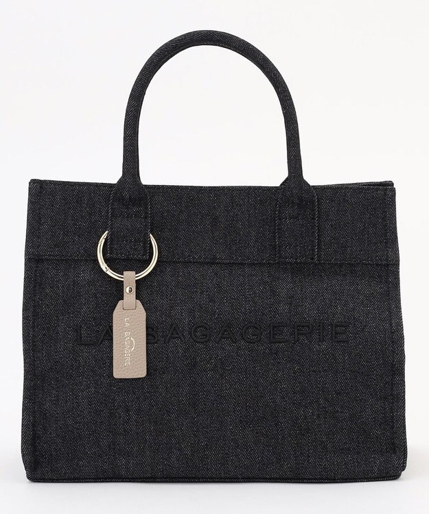 LA BAGAGERIE チャーム付きデニムバッグ Sサイズ ブラック
