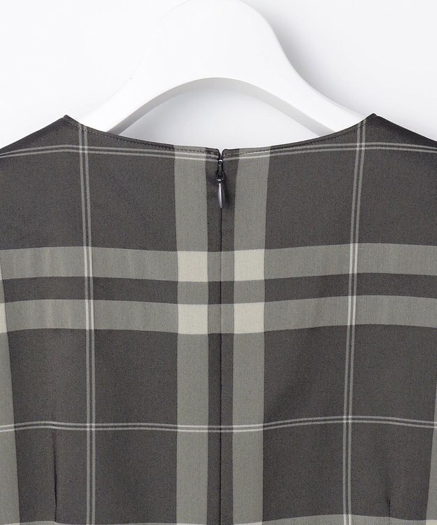 J.PRESS LADIES L ブロックチェックジャガード ワンピース ブラック×ベージュ系