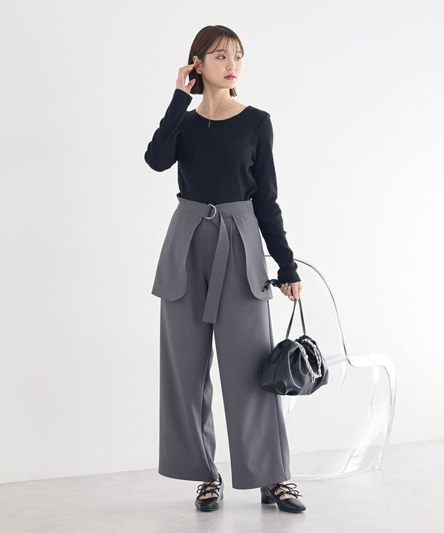 earth music&ecology 【予約】【2WAY】ラップスカート付きパンツ グレー