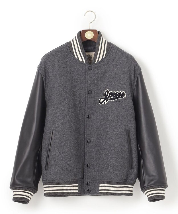J.PRESS MEN メルトン カウレザー スタジャン グレー系