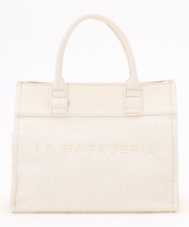 LA BAGAGERIE チャーム付きデニムバッグ Sサイズ アイボリー