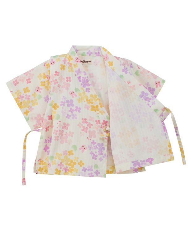 MIKI HOUSE HOT BISCUITS 【80-120cm】総柄 甚平スーツ 黄