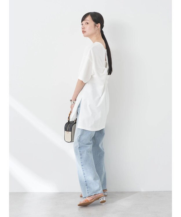earth music&ecology バックスリットねじりチュニックＴ Off White