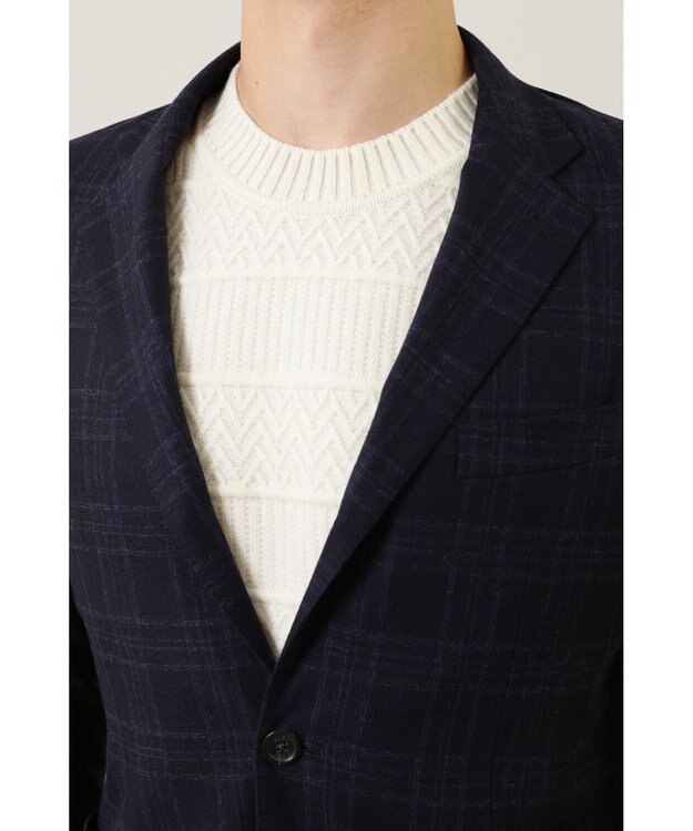 DAKS フランネルチェックジャケット ネイビー