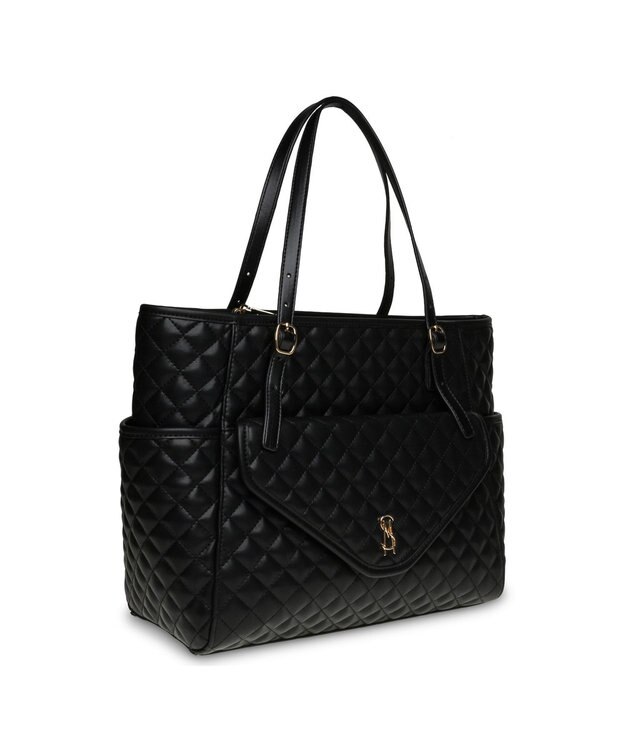 STEVE MADDEN BVIBRATO サイドポケット付きキルティングトートバッグ ブラック