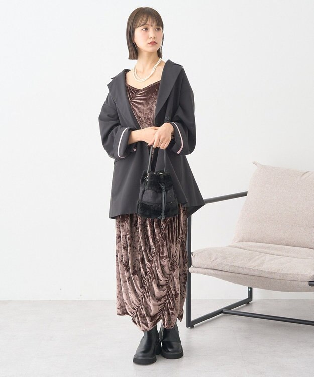 earth music&ecology クラッシュベロアシャーリングワンピース Brown