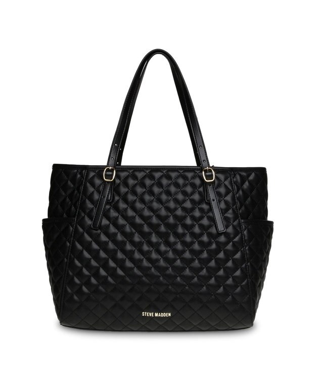 STEVE MADDEN BVIBRATO サイドポケット付きキルティングトートバッグ ブラック