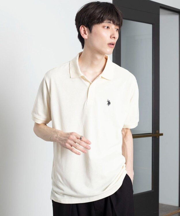 WEGO 【ユニセックス着用ITEM/SMLサイズ展開】U.S. POLO ASSN.別注ポロシャツ ホワイトアイボリー