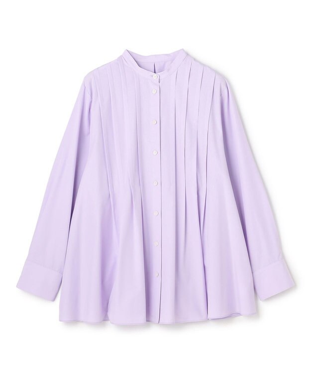 UNFILO L バンドカラー タックブラウス ラベンダー