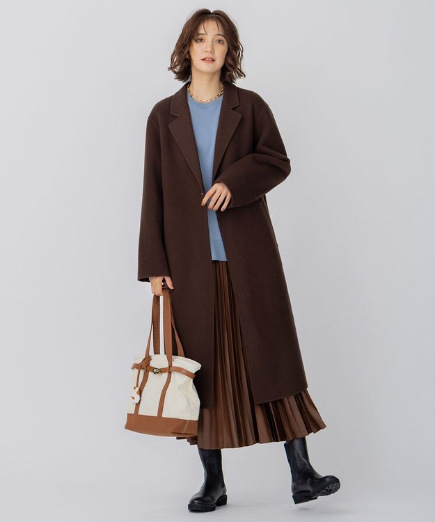 23区 ウールリバー ロングコート ダークブラウン系