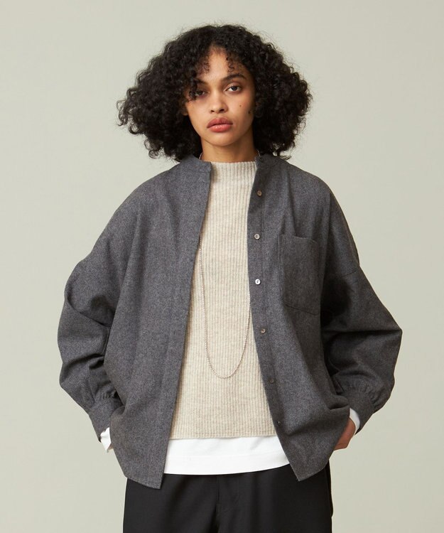 J.PRESS YORK STREET 【WOMEN】バンドカラーブラウス グレー系