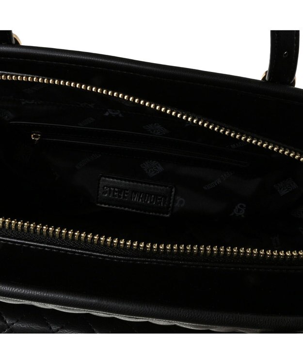 STEVE MADDEN BVIBRATO サイドポケット付きキルティングトートバッグ ブラック