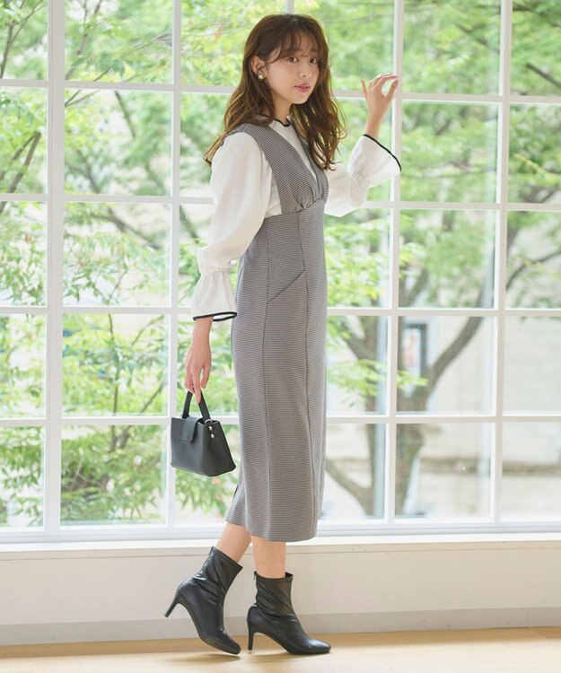 Feroux 【洗える】バイカラー ブラウス ホワイト系