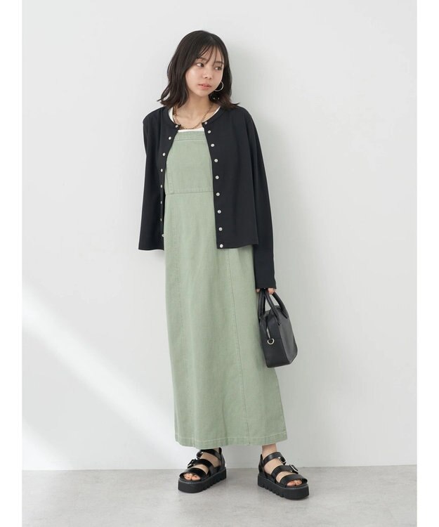 earth music&ecology パールスナップボタンカーディガン Black