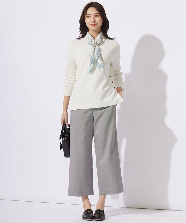 J.PRESS LADIES 【洗える】COTTON ACETATE クルーネック ニット ホワイト系