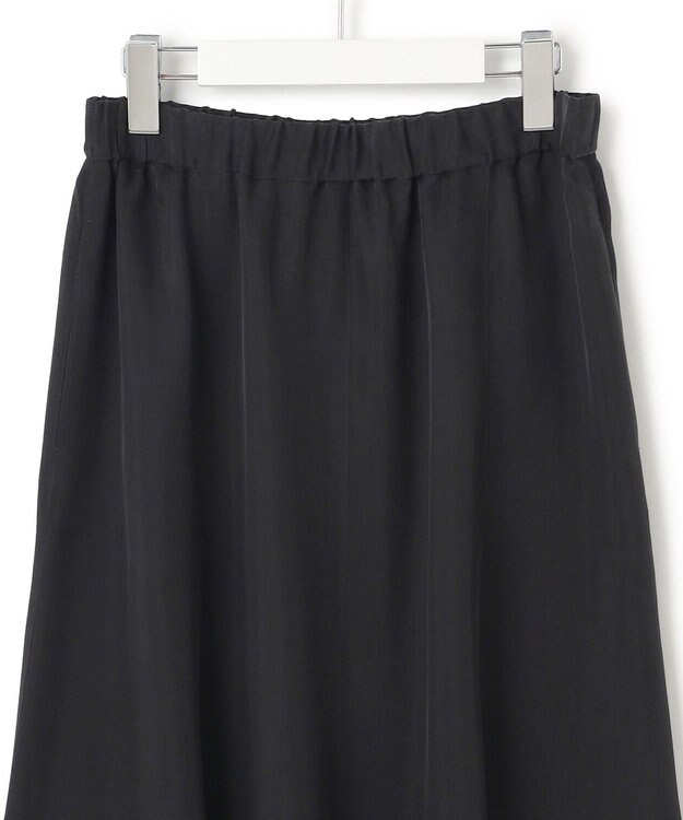 23区 【接触冷感/洗える】フィブリルツイル ギャザー スカート ブラック系