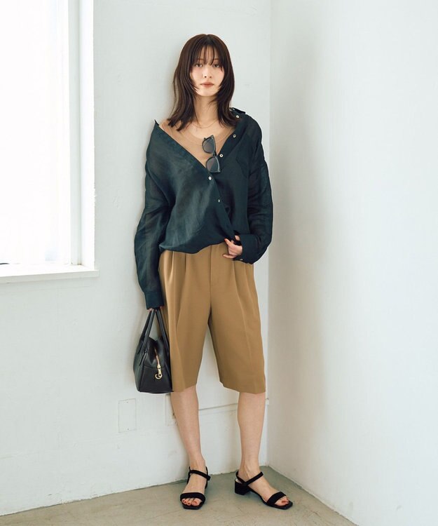 YECCA VECCA 3wayシアーリネンシャツ Black