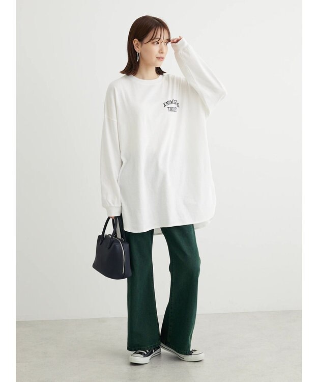 Green Parks ワンポイントカレッジロゴ裾ラウンドチュニック Off White