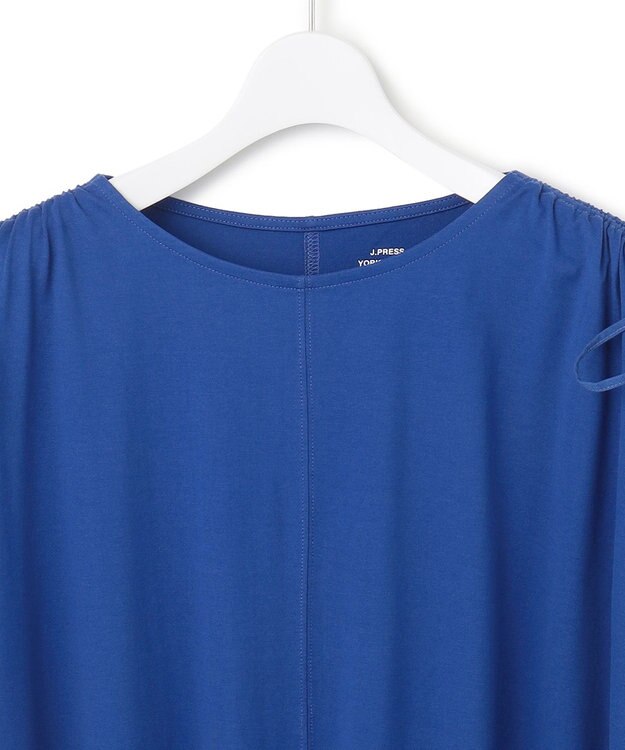 J.PRESS YORK STREET 【WOMEN】【SMOOTH JERSEY】ショルダー シャーリング ワンピース ブルー系