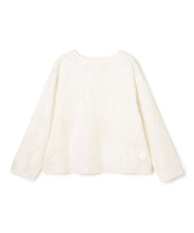 UNFILO L 【前後着用可能の2WAY仕様】ボタニカル エンブロイダリー ブラウス エクリュ