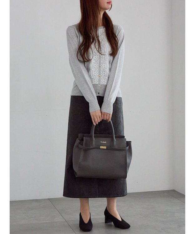 Te chichi フロントレースクルーネックカーディガン グレー