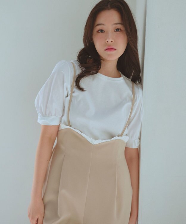 Feroux パフスリーブリボン Tシャツ ホワイト系