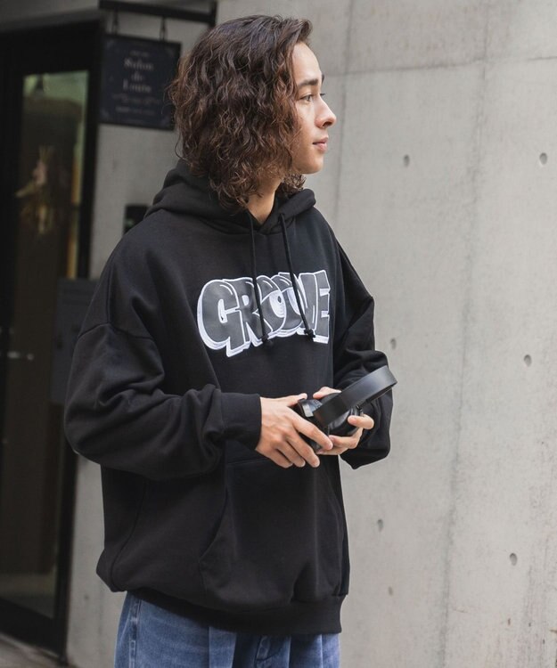 WEGO ヘビーウエイトグラフィティプルパーカー ブラック