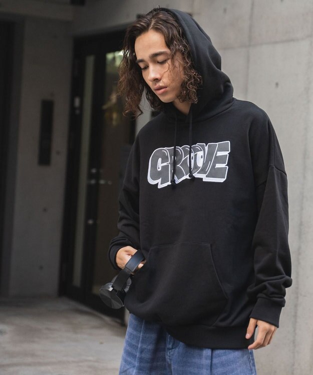 WEGO ヘビーウエイトグラフィティプルパーカー ブラック