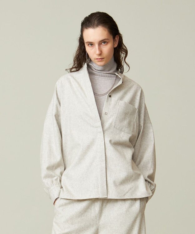 J.PRESS YORK STREET 【WOMEN】バンドカラーブラウス アイボリー系