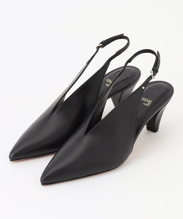 BEIGE， 【一部店舗限定】HENRI EN VARGO / NIKI Vカットバックバンドパンプス Black