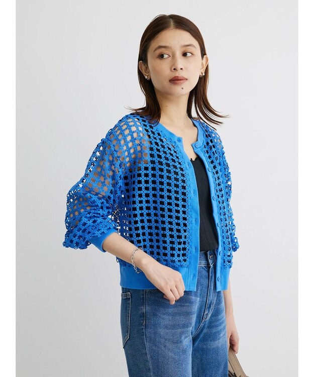 Green Parks ・ＳＵＧＡＲ　ＳＰＯＯＮ　ハナレースカーディガン Blue