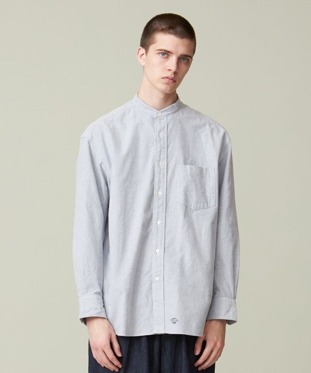 J.PRESS YORK STREET 【UNISEX】オックス起毛 バンドカラーシャツ ライトグレー系