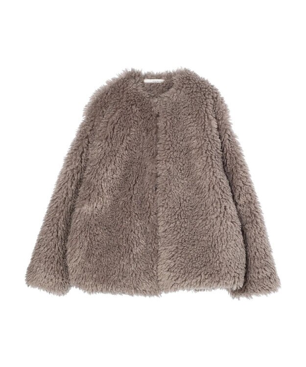 Green Parks ・ＥＬＥＮＣＡＲＥ　ＤＵＥ　シープファーノーカラーコート Gray Beige