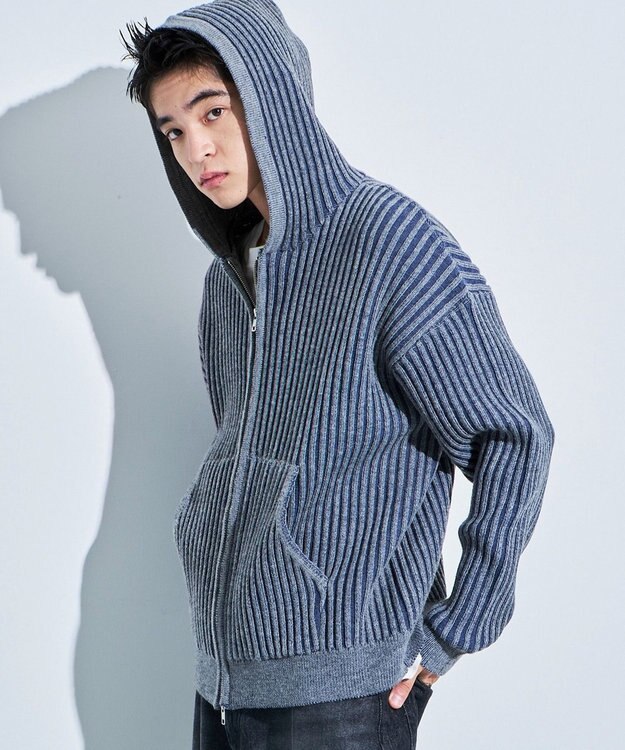 WEGO ヴィンテージライクZIPパーカー ブルー