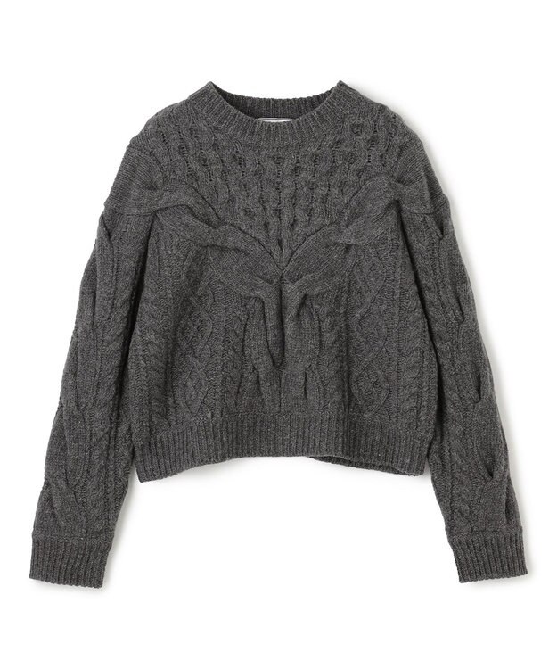 BEIGE， RULE / ウールカシミヤアラン編みクロップドニット Charcoal