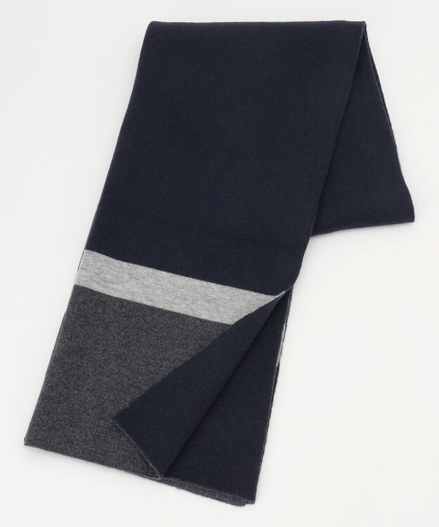 ICB ソフトカシミヤミックス ニットストール ネイビー系1