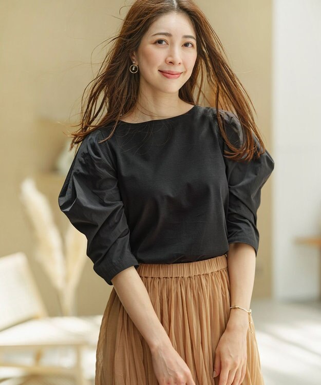 組曲 L 【接触冷感】コンビネーションポンチデザイン カットソー ブラック系