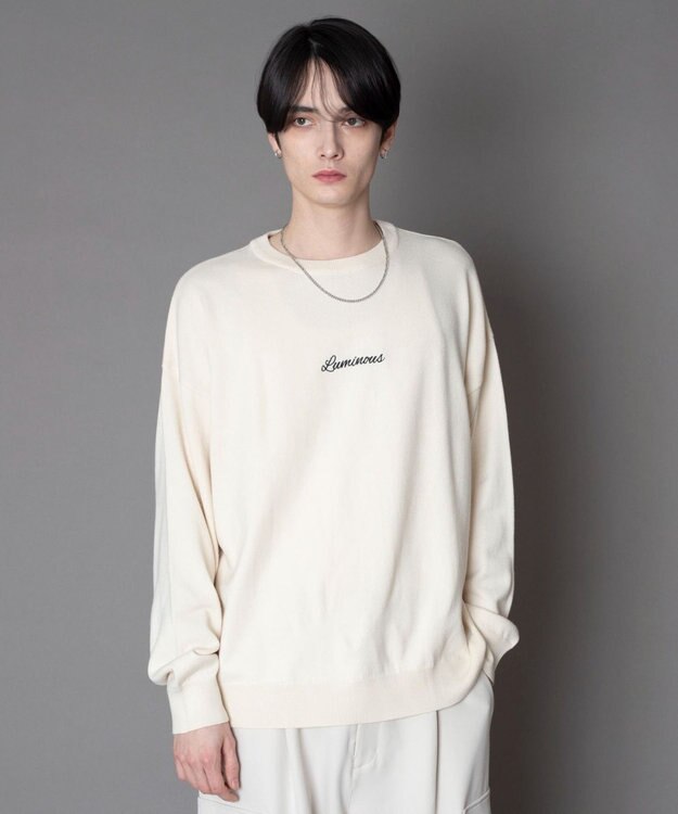 WEGO アクセ付きワンポイントニットプルオーバー（LS） オフホワイト