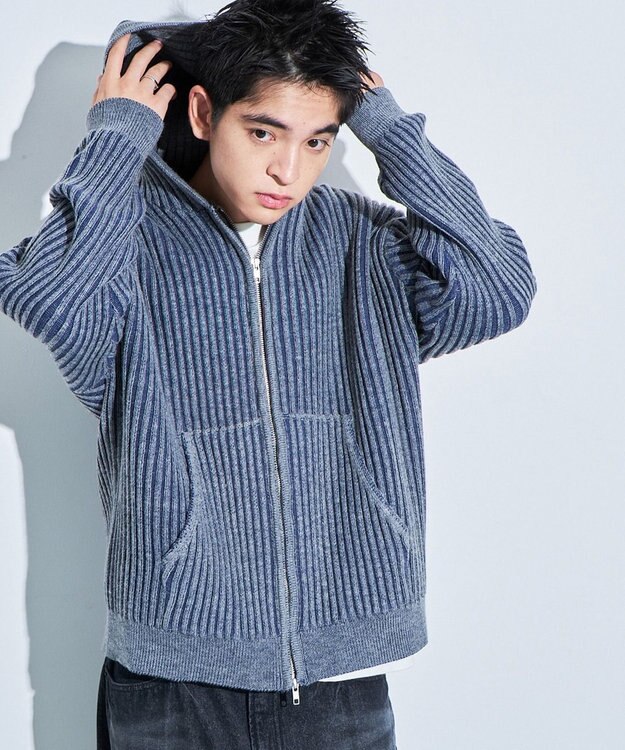 WEGO ヴィンテージライクZIPパーカー ブルー