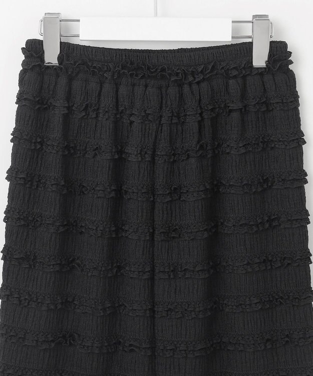 Feroux 【洗える】カットフリルＩラインスカート ブラック系